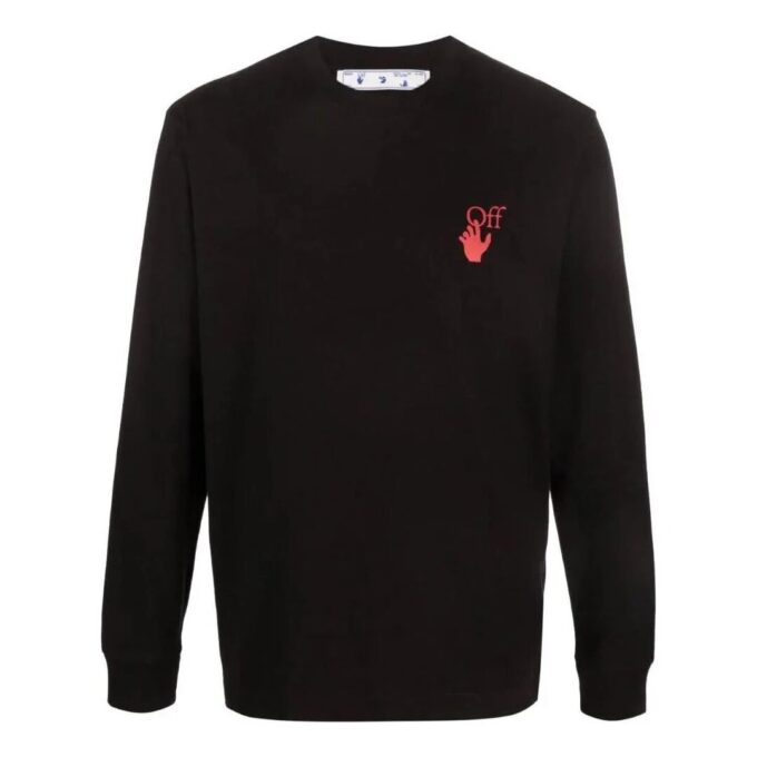 Off-White Herre SS22 Logo Arrow-trykk Rundhalset genser Langermet versjon Svart