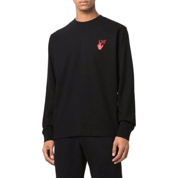 Off-White Herre SS22 Logo Arrow-trykk Rundhalset genser Langermet versjon Svart