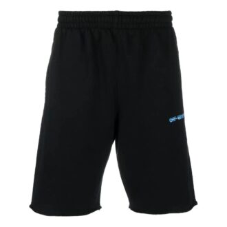 Off-White Herre SS22 Logo Arrows-trykk Casual Rette Shorts Løs Passform Svart