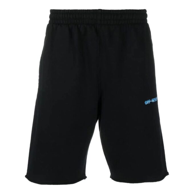 Off-White Herre SS22 Logo Arrows-trykk Casual Rette Shorts Løs Passform Svart