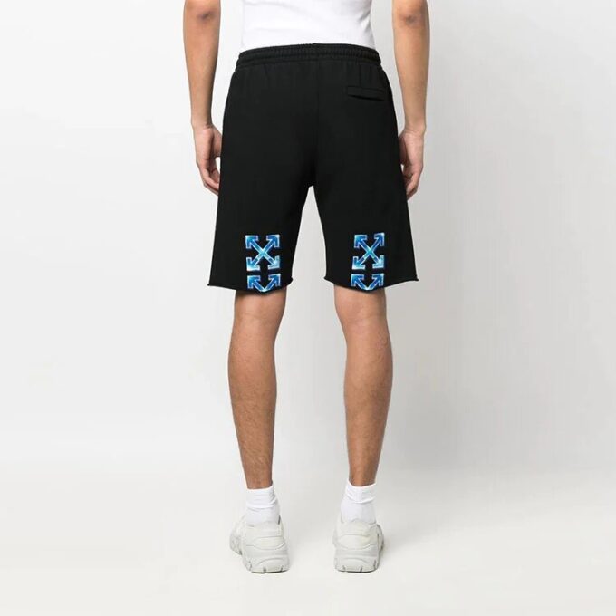 Off-White Herre SS22 Logo Arrows-trykk Casual Rette Shorts Løs Passform Svart