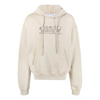 Off-White Herre SS22 Logo brodert bomull med hette og lange ermer, khaki