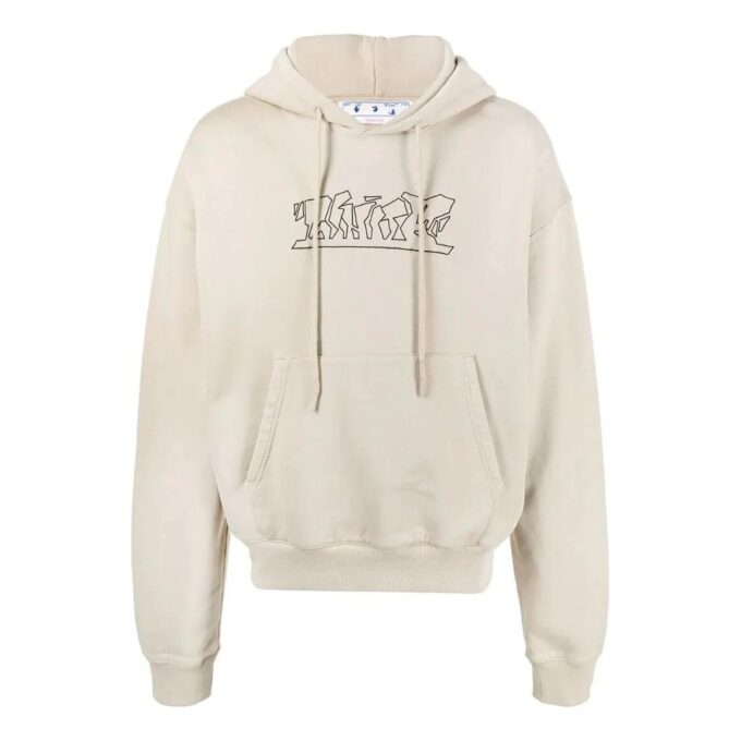 Off-White Herre SS22 Logo brodert bomull med hette og lange ermer, khaki