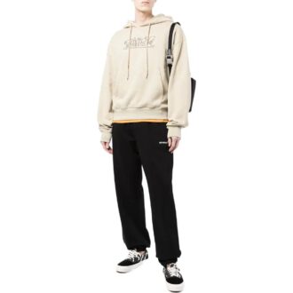 Off-White Herre SS22 Logo brodert bomull med hette og lange ermer, khaki