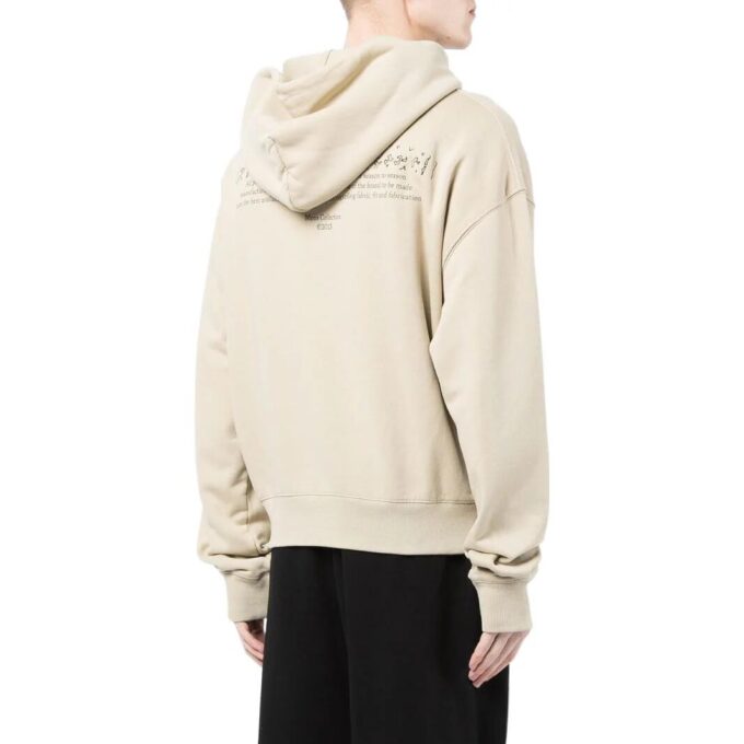 Off-White Herre SS22 Logo brodert bomull med hette og lange ermer, khaki
