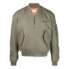Off-White Herre SS22 Logo-brodert ribbet krage flygerjakke militærgrønn