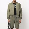 Off-White Herre SS22 Logo-brodert ribbet krage flygerjakke militærgrønn
