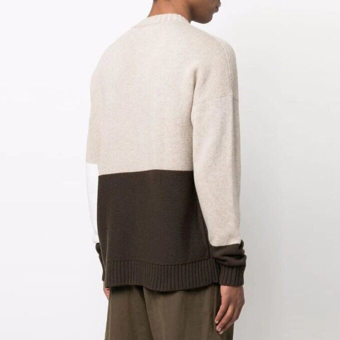 Off-White Herre SS22 Logo Intarsia Colorblock Ullgenser Beige