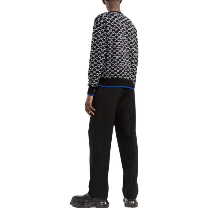 Off-White Herre SS22 Logo Intarsia Strikk Rundhals Langermet Ullgenser Svart