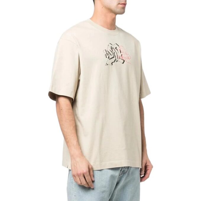 Off-White Herre SS22 Logo-mønster Rund hals Shorts Versjon Hvit T-skjorte