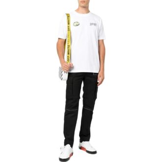 Off-White Herre SS22 Logo-mønstertrykk Kortærmet Hvit T-skjorte
