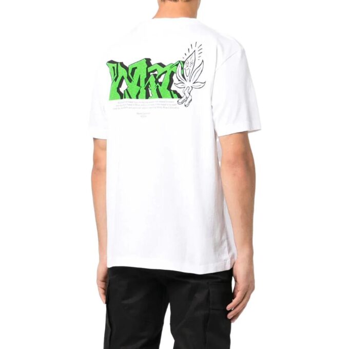 Off-White Herre SS22 Logo-mønstertrykk Kortærmet Hvit T-skjorte