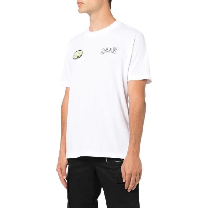 Off-White Herre SS22 Logo-mønstertrykk Kortærmet Hvit T-skjorte