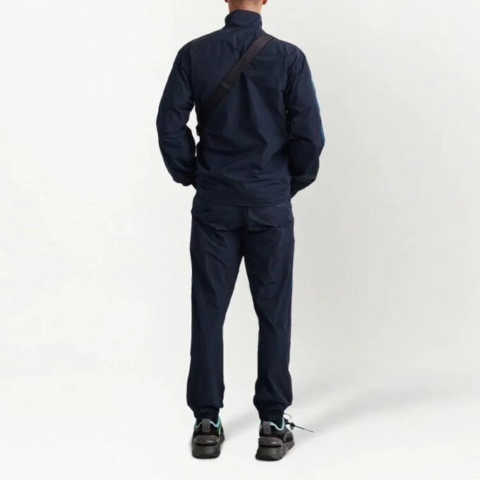 Off-White Herre SS22 Logo Stripe-trykk Casual Sportsbukser/Joggebukser Marineblå
