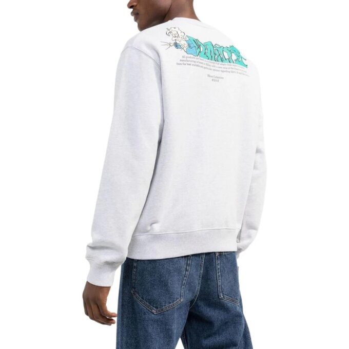 Off-White Herre SS22 Logo Tegneserie-trykk Rundhalset Pullover Løs Passform Grå