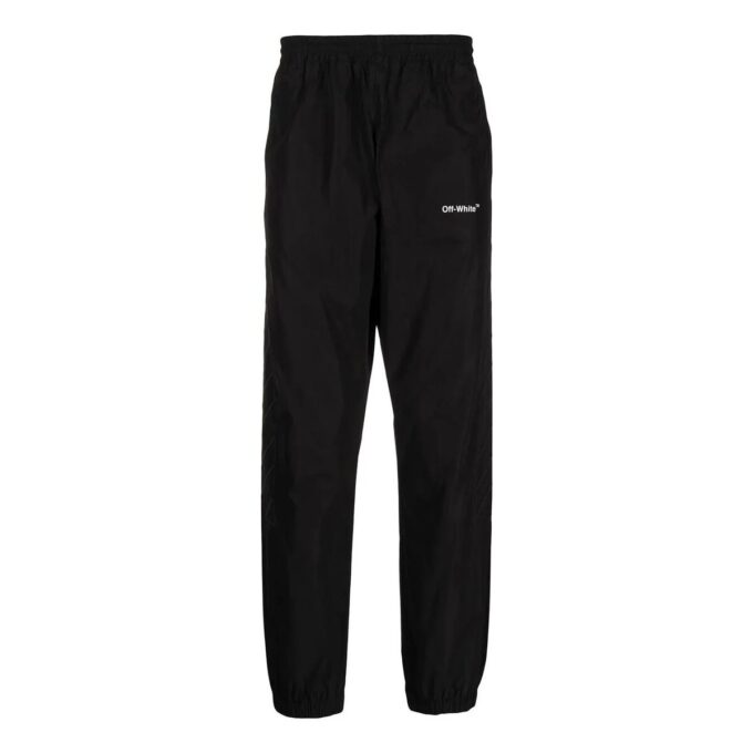 Off-White Herre SS22 Logo-trykk Diagonale striper Bundle Feet Sportsbukser/Joggebukser Svart