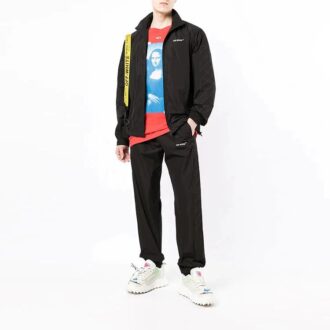 Off-White Herre SS22 Logo-trykk Diagonale striper Bundle Feet Sportsbukser/Joggebukser Svart