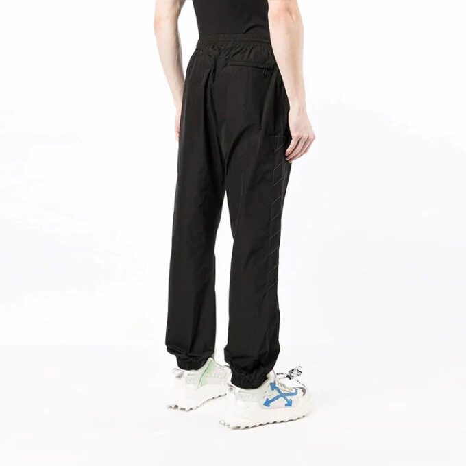 Off-White Herre SS22 Logo-trykk Diagonale striper Bundle Feet Sportsbukser/Joggebukser Svart
