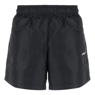 Off-White Herre SS22 Logo-trykk Elastisk linning Svart Rett Shorts