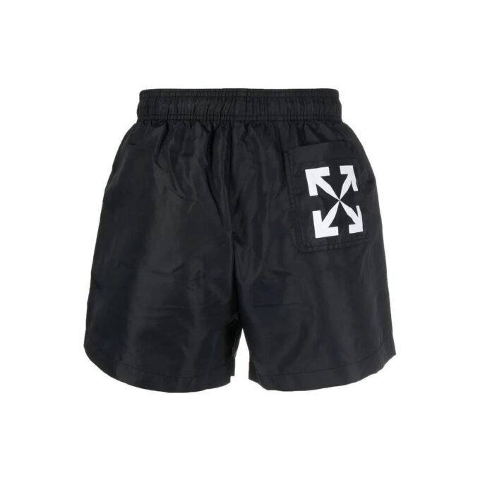 Off-White Herre SS22 Logo-trykk Elastisk linning Svart Rett Shorts