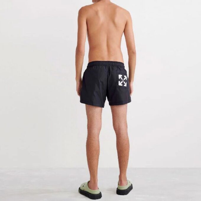 Off-White Herre SS22 Logo-trykk Elastisk linning Svart Rett Shorts