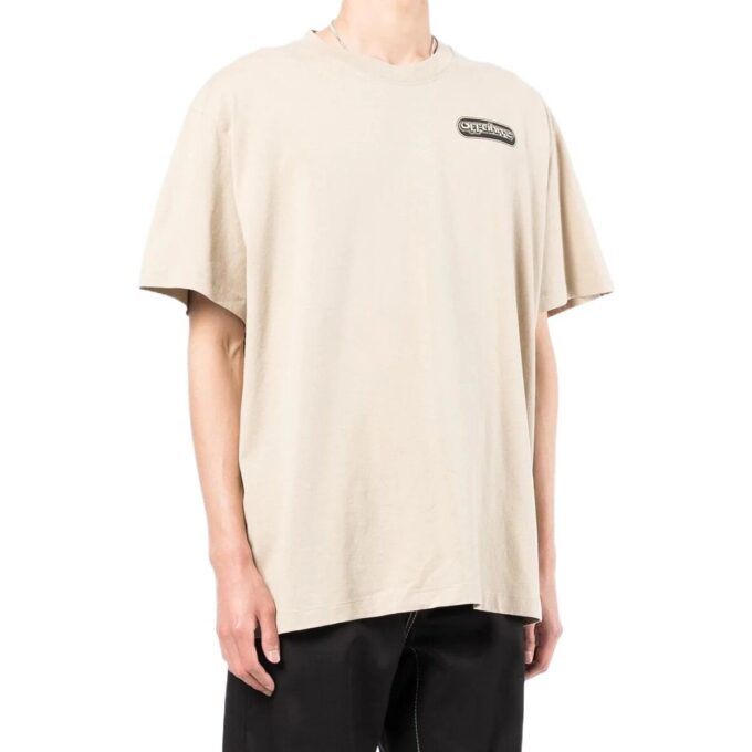 Off-White Herre SS22 Logo-trykk Kort ermet Løs passform Lysbrun T-skjorte