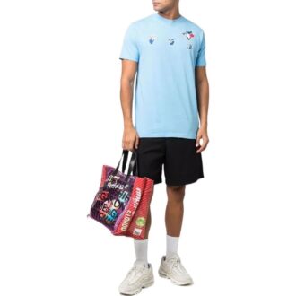 Off-White herre SS22 logo-trykk kortærmet blå T-skjorte