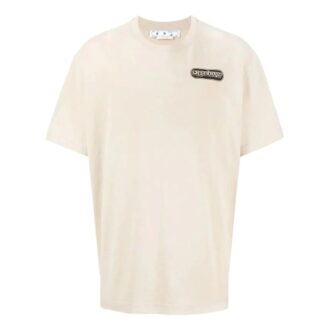 Off-White Herre SS22 Logo-trykk Kortærmet Lysebrun T-skjorte
