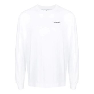 Off-White Herre SS22 Logo-trykk Langermet Hvit T-skjorte