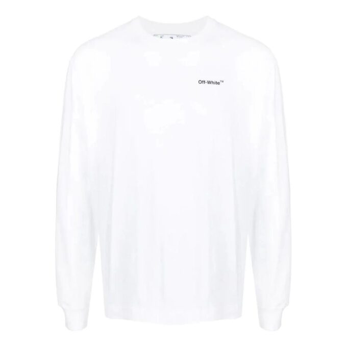 Off-White Herre SS22 Logo-trykk Langermet Hvit T-skjorte