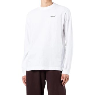 Off-White Herre SS22 Logo-trykk Langermet Hvit T-skjorte