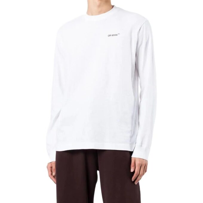 Off-White Herre SS22 Logo-trykk Langermet Hvit T-skjorte