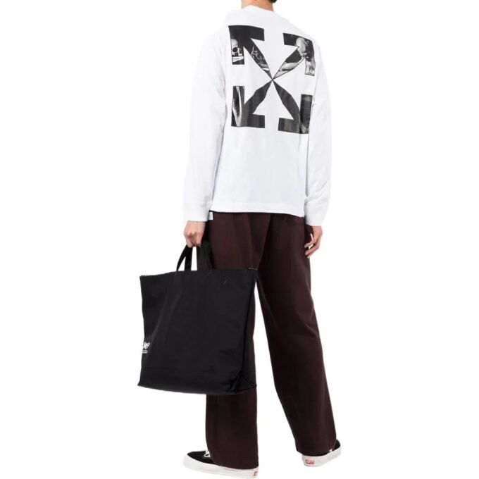 Off-White Herre SS22 Logo-trykk Langermet Hvit T-skjorte