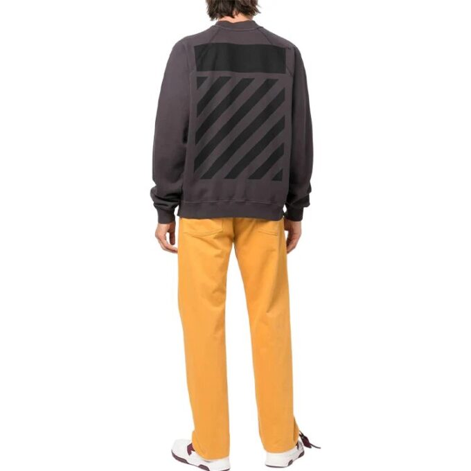 Off-White Herre SS22 Logo-trykk på ryggen Rundhalset genser Langermet Vanlig versjon Mørk grå