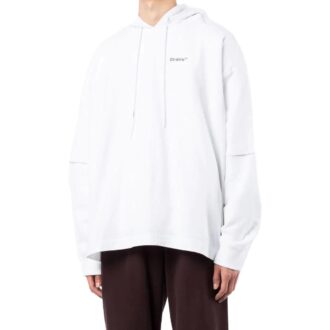 Off-White Herre SS22 Logo-trykk Pilemønster Hette Langermet Versjon Hvit