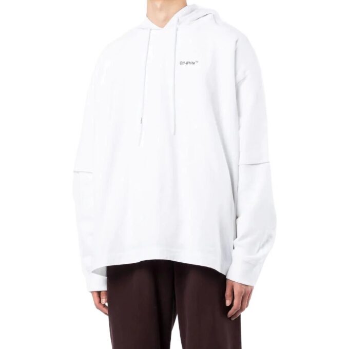 Off-White Herre SS22 Logo-trykk Pilemønster Hette Langermet Versjon Hvit