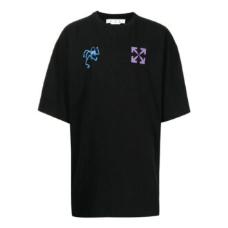 Off-White Herre SS22 Logo-trykk Rund hals Kort ermet Svart Short Sleeve T-skjorte