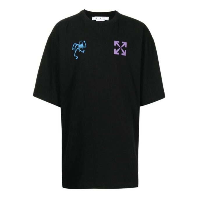Off-White Herre SS22 Logo-trykk Rund hals Kort ermet Svart Short Sleeve T-skjorte