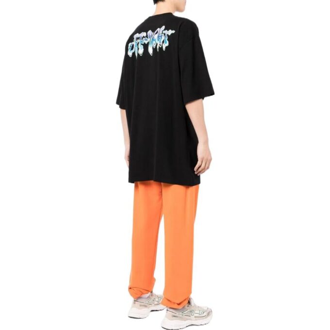 Off-White Herre SS22 Logo-trykk Rund hals Kort ermet Svart Short Sleeve T-skjorte