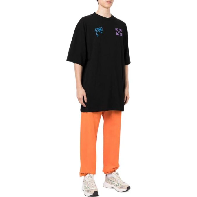 Off-White Herre SS22 Logo-trykk Rund hals Kort ermet Svart Short Sleeve T-skjorte