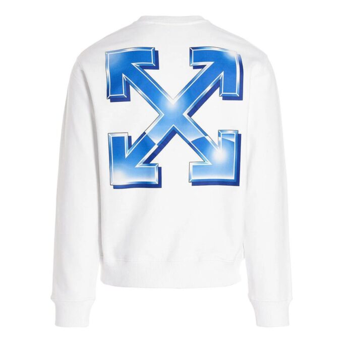 Off-White Herre SS22 Logo-trykk Rund hals Pullover Uten hette Løs passform Hvit
