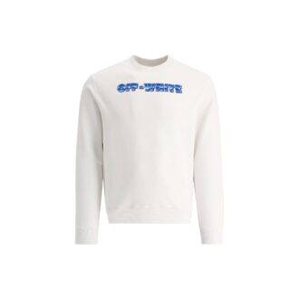 Off-White Herre SS22 Logo-trykk Rund hals Pullover Uten hette Løs passform Hvit