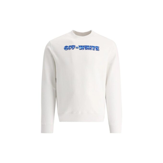 Off-White Herre SS22 Logo-trykk Rund hals Pullover Uten hette Løs passform Hvit