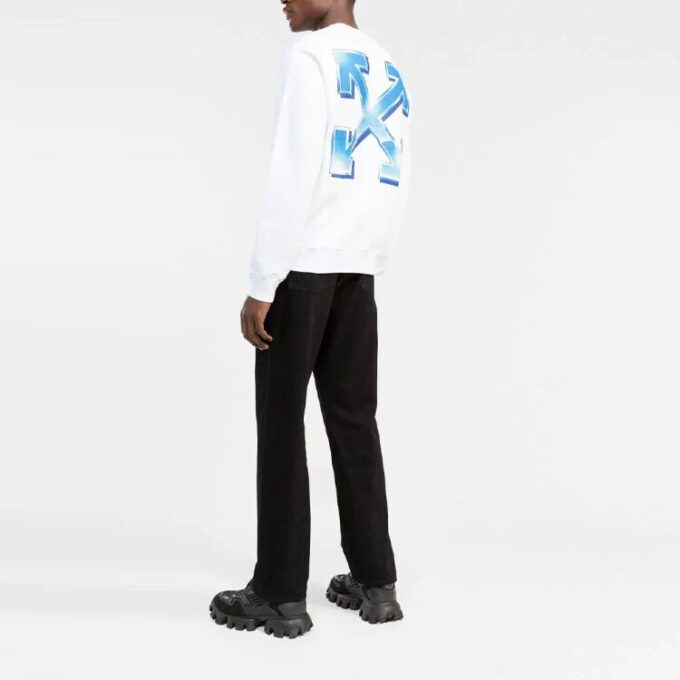 Off-White Herre SS22 Logo-trykk Rund hals Pullover Uten hette Løs passform Hvit