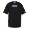 Off-White Herre SS22 Logo-trykk Rundhalset Pullover Kortærmet Løs Passform Svart T-skjorte