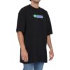 Off-White Herre SS22 Logo-trykk Rundhalset Pullover Kortærmet Løs Passform Svart T-skjorte