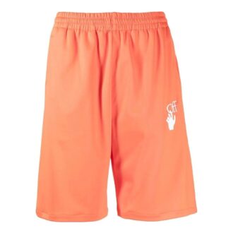 Off-White Herre SS22 Merke-logo-trykk Elastisk linning Rette Shorts Vanlig versjon Oransje