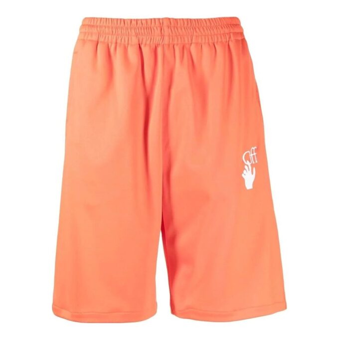 Off-White Herre SS22 Merke-logo-trykk Elastisk linning Rette Shorts Vanlig versjon Oransje