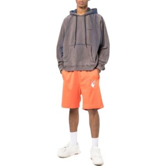 Off-White Herre SS22 Merke-logo-trykk Elastisk linning Rette Shorts Vanlig versjon Oransje