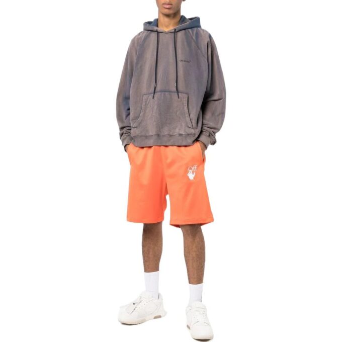 Off-White Herre SS22 Merke-logo-trykk Elastisk linning Rette Shorts Vanlig versjon Oransje